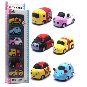 6pcs/set Mielas gyvūnų formos, Gražių ryškių spalvų, Kariai Grąžinti automobilį vaikų Mini inžinerijos automobilio modelio, dovanos, žaislai kūdikiams, vaikams