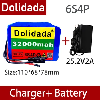 6s4p 24V 32Ah 18650 Baterija Ličio Baterija 25.2 v 32000mAh Elektrinis Dviratis Mopedas /Elektra/Li jonų Baterija su krovikliu