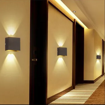 6W Aikštėje LED Sienos Lempos šviesos srautą galima reguliuoti Aliuminio Aukštyn ir Žemyn Sconce Šviesos Patalpų Apdaila Sienos, apšvietimo Miegamojo Lovos Laiptai Eilėje