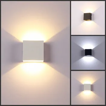6W Aikštėje LED Sienos Lempos šviesos srautą galima reguliuoti Aliuminio Aukštyn ir Žemyn Sconce Šviesos Patalpų Apdaila Sienos, apšvietimo Miegamojo Lovos Laiptai Eilėje