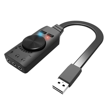7.1 CH USB Išorinės Garso plokštės 3.5 mm Mikrofoną, Ausines 2 in 1 o Keitiklis su Reguliuojamu Garsumo USB Garso plokštė