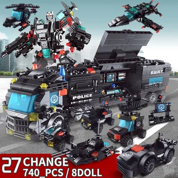 700 VNT Miesto Policijos Nuovadą, Statyba Blokai, Automobilių Mini Duomenys Žaislai Vaikams Berniukai Miesto Statybos Orlaivių Mech Robotas Modelis Žaislas