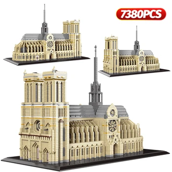 7380pcs+ Diamond Mini Notre-Dame DE Paris Modelio Blokai Bažnyčios Architektūra Tibeto Potala plytų Žaislai Vaikams