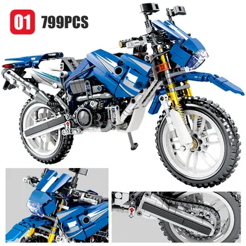 799PCS Miestas Moto Lenktynės Motociklai Modelio Blokai Techninės Motociklo Transporto priemonių Plytų Švietimo Žaislai Berniukams