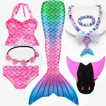 7PCS Aukštos Kokybės Vaikai Ariel Undinėlės Uodegos Monofin Bikini Maudymosi Kostiumas Kostiumas Swimmable Vaikai maudymosi kostiumėlį