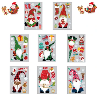 8 Lapas Vieną Rinkinį Kalėdų Dvigubus Šonus, PVC Lango Lipdukas Kalėdų Beveidis Elf Langą Kalėdų Dekoracijos, Lipdukai
