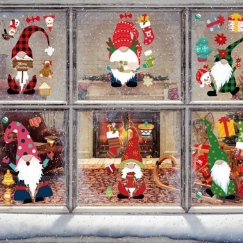 8 Lapas Vieną Rinkinį Kalėdų Dvigubus Šonus, PVC Lango Lipdukas Kalėdų Beveidis Elf Langą Kalėdų Dekoracijos, Lipdukai
