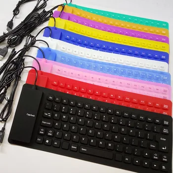 85 Klavišai Nešiojamas Mini USB Klaviatūra, Lankstus, atsparus Vandeniui Minkšto Silikono Žaidimų Klaviatūra Tablet Sulankstomas Kompiuterio Klaviatūra Nešiojamas kompiuteris
