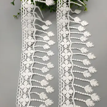 8cm*2yards gėlių siuvinėjimas Medvilnės su kutais nėriniai apdailos vestuvių suknelė Vandens soluable nėrinių papuošimai drabužiai