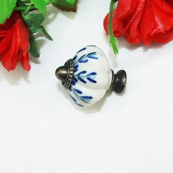 8pcs balta ir mėlyna porceliano stalčių spintelė rankenėlę traukti antikvariniai odininkas virtuvės, spintos durų rankenos, keramikos rankenėlę