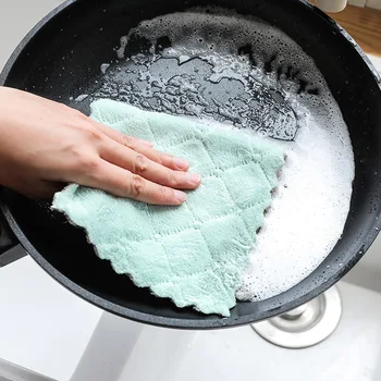 8pcs/daug Namų mikropluošto rankšluosčiai pluošto stalo, nuvalykite Absorbentas, virtuvė, virtuvės valymo storesnį rankšluostį Mikro šluoste