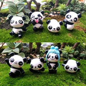 8pcs/set Mielas Panda Moss Micro Kraštovaizdžio Dervos Juokinga Panda Miniatiūrinių Sodo Figūrėlės Darbalaukio Succulents Vazoninių Augalų Dekoras