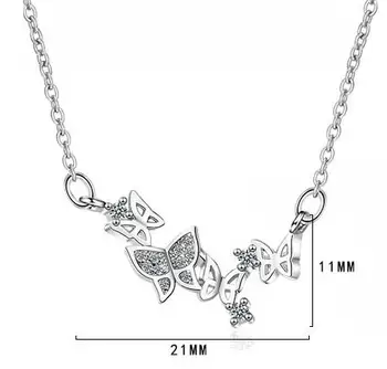 925 Sterling Silve Crystal Butterfly Žavesio Karoliai Pakabukas Moterų Choker Vestuvių Papuošalai Apykaklės collares de moda DZ842