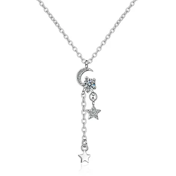 925 Sterling Silver Crystal Kutas Star Mėnulis Žavesio Karoliai Moterų Vestuvės Juvelyrika Priedai Choker dz849