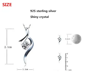 925 sterlingas sidabro mados blizga kristalų ponios'pendant kaklo papuošalai moterims, trumpos grandinės nr. išnyks didmeninė pigūs dovana