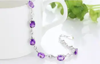 925 sterlingas sidabro mados violetinė crystal ponios'bracelets papuošalai ne išnyks pigūs apyrankę moterų moterų gimtadienio dovana