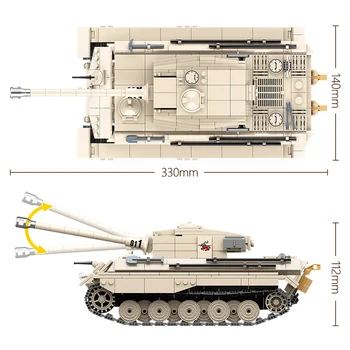 978pcs Armijos WW2 vokiečių King Tiger Tank Blokai Suderinama Karinis Tankas Kareivis Ginklas Plytų Žaislai Berniukams