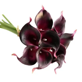 9Pcs PU Calla Dirbtinės Gėlės Nekilnojamojo Touch Netikrą Gėlių Puokštė Namų Vestuvių Dekoravimas Šaliai Dekoro