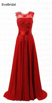 A-line Scoop Šifono Aplikacijos elegantiškas off-pečių pigūs bridesmaid dresses Vestuvinės suknelės, šaliai, skraistės de soiree Nėrinių