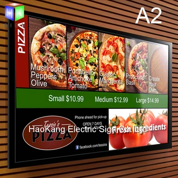 A2 meniu restorane valdybos iškaba greito maisto meniu, led apšvietimu plakato rėmas šviesdėžės reklama