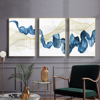 Abstract blue ribbon Dažai, Drobė, Tapyba Meno Plakatas Spausdinimo Kambarį Miegamojo, Biuro Šiuolaikinės Vaizdą Sienų Apdailai Namų Dekoro