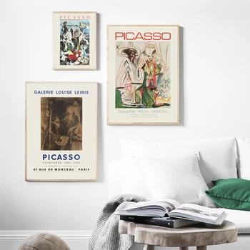 Abstrakti Derliaus Drobės Tapybos Pablo Picasso Parodos Plakatus Spausdina Modernios Sienos Paveiksl Kambarį Namų Dekoro Cuadros