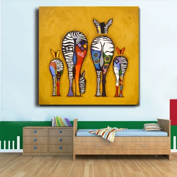 Abstrakti Zebra Drobė Meno Tapybos Ant Sienos Spalvinga Gyvūnų Fonai Afrikos Gyvūnai Meno Nuotraukas Kambarį
