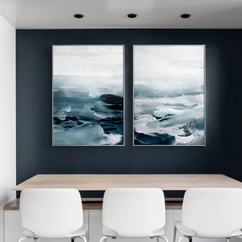 Abstraktūs Paveikslai Tapyba Mėlynos Jūros Vandens Spalvos Sienos Nuotrauka Už Kambarį Estetinės Skandinavijos Plakato Spausdinimas Neįrėminti