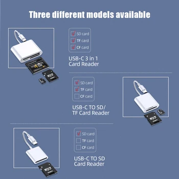 !ACCEZZ USB C Kortelių Skaitytuvas Adapterio Atminties Išplėsti Telefono TF/SD/CF Fotoaparato Atminties Huawei Realme X50 