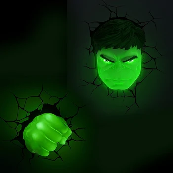 Acecorner Žalia Hulk Vertus, Superhero 3D LED Sienos Lempos Kūrybos Lipdukas Kabinti Marvel Keršytojas Naktį Šviesos Vaikas Kalėdų Dovana