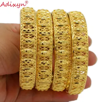 Adixyn gali atidaryti 4pcs/daug Aukso Spalvos Etiopijos Dubajus Afrikos Bangle Nuotaka Vestuvių Apyrankės Papuošalai Moterims/Vyrams N071031