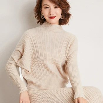Adohon moteris žiema Kašmyrui megztiniai ir rudenį Puloveriai Moterų Rinkiniai megzti Aukštos Kokybės Šiltas Moterų Suknelės, tops