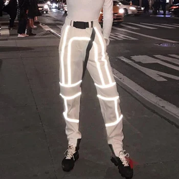 Aelfric Kratinys Atspindintis Raišteliu Kelnės Moterims 2019 M. Rudenį Harajuku Hip-Hop Streetwear Atsitiktinis Poilsiu Haremas Krovinių Kelnės