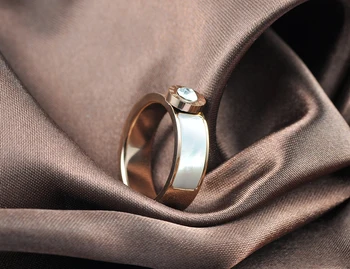 AENINE Classic Nerūdijančio Plieno Fine Jewelry CZ Kristalų Shell Lotyniška Abėcėle, Žiedai Vestuviniai Vestuvės Vestuvinis Žiedas Papuošalai R17033