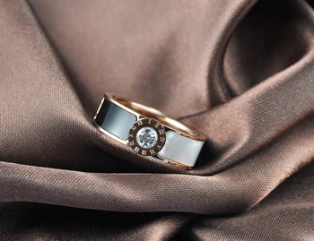 AENINE Classic Nerūdijančio Plieno Fine Jewelry CZ Kristalų Shell Lotyniška Abėcėle, Žiedai Vestuviniai Vestuvės Vestuvinis Žiedas Papuošalai R17033