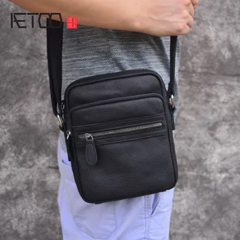 AETOO mažas atvartu, vyriškos odinės rankinės atsitiktinis korėjos versija retro odos vyriški maišą vyriškų pečių krepšys