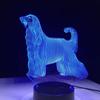 Afganų Skalikas Šuns 3D LED lempos, Stalo Šviesa 7 Spalvų USB Touch Naktį Žibintai Namų Kambarį Apšvietimas, Dekoro Vaikams Dovanų Lašas Laivybos