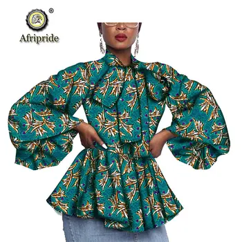 Afrikos apranga moterims spausdinti striukės, paltai dashiki viršūnes ilgas kailis purus atsitiktinis plius dydis moterų darbo AFRIPRIDE S1924015