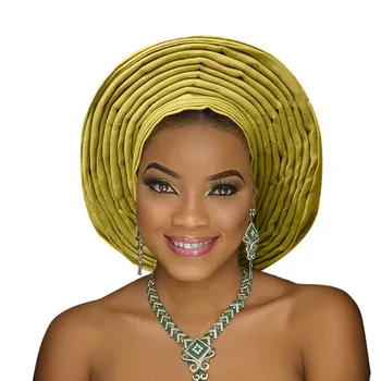 Afrikos aso oke headtie aso oke nigerijos headtie aso ebi auto gele moterų turbaną gražus karalienė headwrap vestuvių