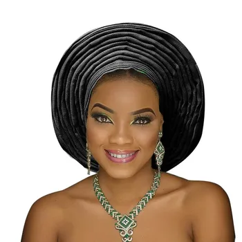 Afrikos aso oke headtie aso oke nigerijos headtie aso ebi auto gele moterų turbaną gražus karalienė headwrap vestuvių