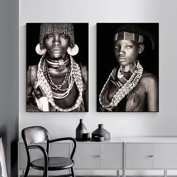 Afrikos Genčių Žmonių, Portretas Sienos Meno Tapybos Drobės Genčių Moterys, Vyrai, Plakatų ir grafikos Dekoratyvinis Nuotraukas Kambarį