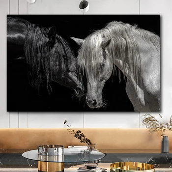Afrikos Gyvūnai Black White Horse Drobė Paveikslų, Gyvūnų, Sienos Meno Plakatus Spausdina Sienų Dekoras Nuotraukas Kambarį Namų Dekoro