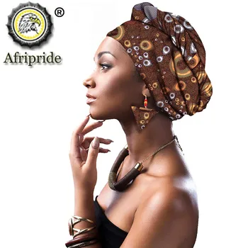 Afrikos Headwraps ir Atitikimo Auskarai 2 dalių Komplektas Rait Moteris Afrikos Skarelė Nigerijos Headtie Dashiki Ankara S20H005