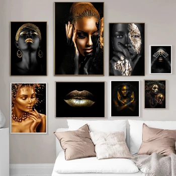 Afrikos Meno Juodos ir Aukso Moteris Drobė, Tapyba, Plakatų ir grafikos Sienos Meno Skandinavijos, skirtą Kambarį Namuose Apdaila