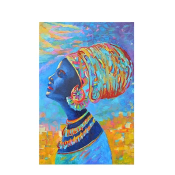 Afrikos Moterys Portretas Abstrakčiai Naftos Tapyba ant Drobės Gatvės Meno Skandinavijos Plakatai ir Spausdina Sienos Nuotrauka už Kambarį