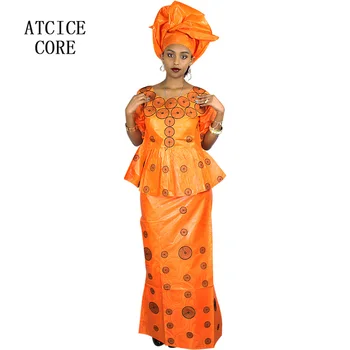 Afrikos suknelės moteris heidi bazin riche siuvinėjimo dizainą ilga suknelė DP193
