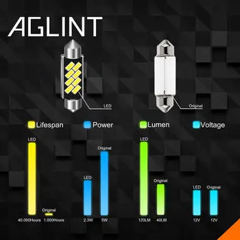 AGLINT 4PCS LED Girlianda C5W 42mm LED 5630 Žetonų 8 SMD Vidaus Apšvietimas Doom Žemėlapio Skaitymo Lemputė Balta 12V DC
