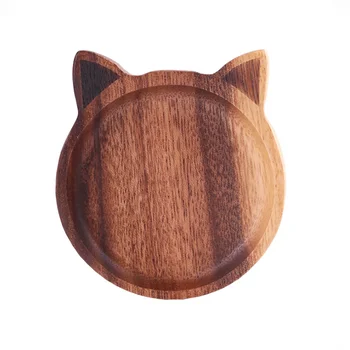 Akacijos Mediena Padažas Konteinerių Japonijos Padažu Patiekalas 4pcs/daug Cute Cat Mini Plokštė Prieskonių