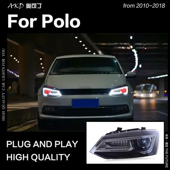AKD Automobilių Stilius VW Polo priekinis žibintas 2010-2018 M Vento LED Žibintas LED DRL Hid Bi-Ksenoniniai Žibintai LED High Beam Priedai