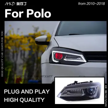 AKD Automobilių Stilius VW Polo priekinis žibintas 2010-2018 M Vento LED Žibintas LED DRL Hid Bi-Ksenoniniai Žibintai LED High Beam Priedai